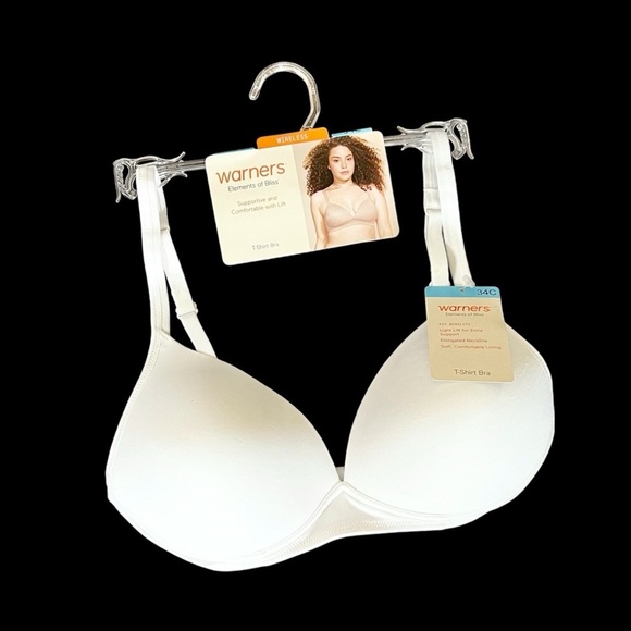 Warner's Other - White T-Shirt Bra Wireless Lightly Lined Size 34C NWT